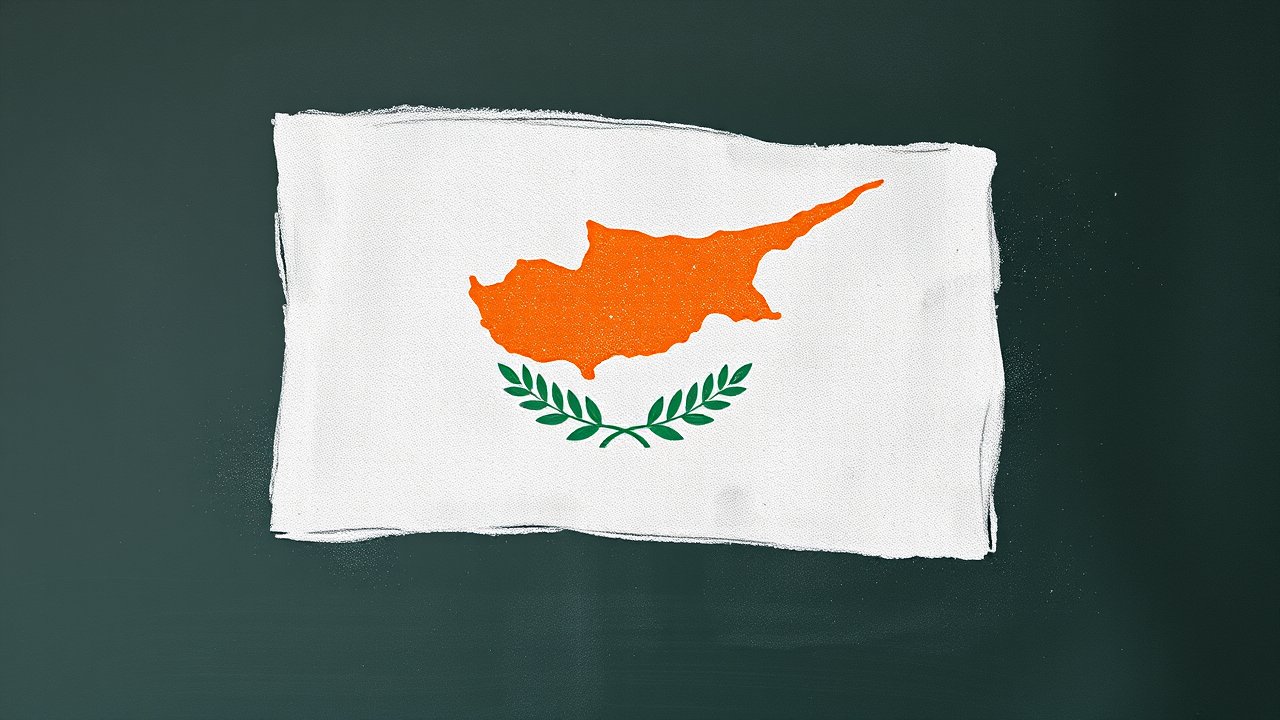 Flag of Cyprus 🇨🇾 in chalk on blackboard style