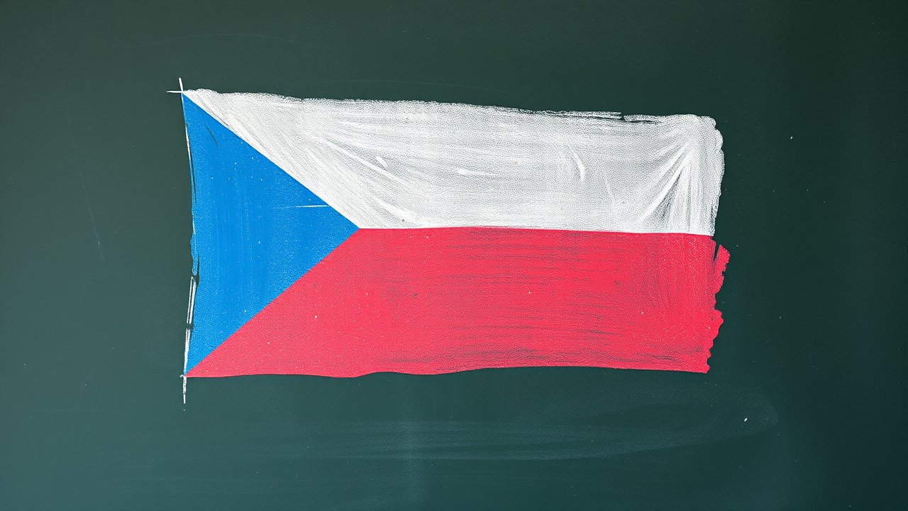 Flag of Czech Republic 🇨🇿 in chalk on blackboard style