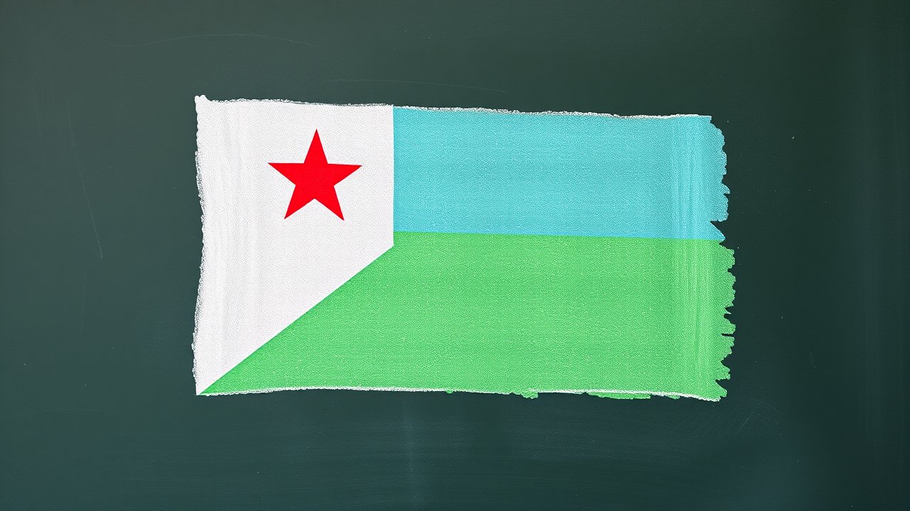 Flag of Djibouti 🇩🇯 in chalk on blackboard style