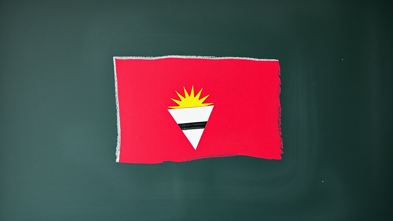 Flag of Antigua and Barbuda 🇦🇬 in chalk on blackboard style