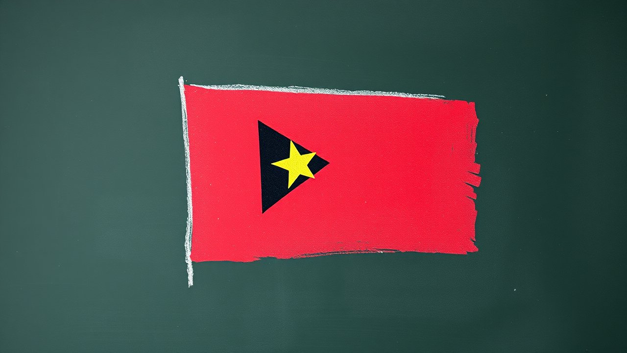Flag of Timor Leste 🇹🇱 in chalk on blackboard style