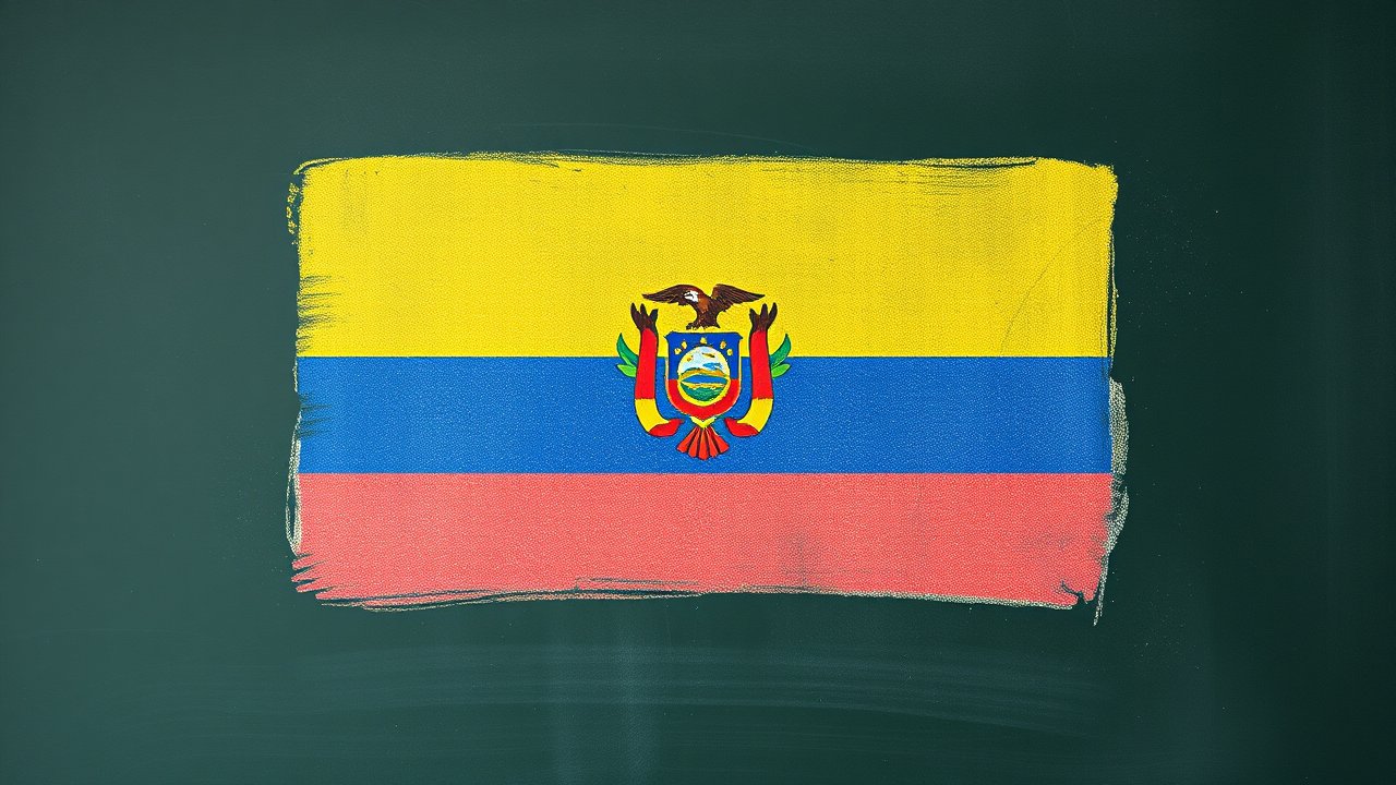 Flag of Ecuador 🇪🇨 in chalk on blackboard style
