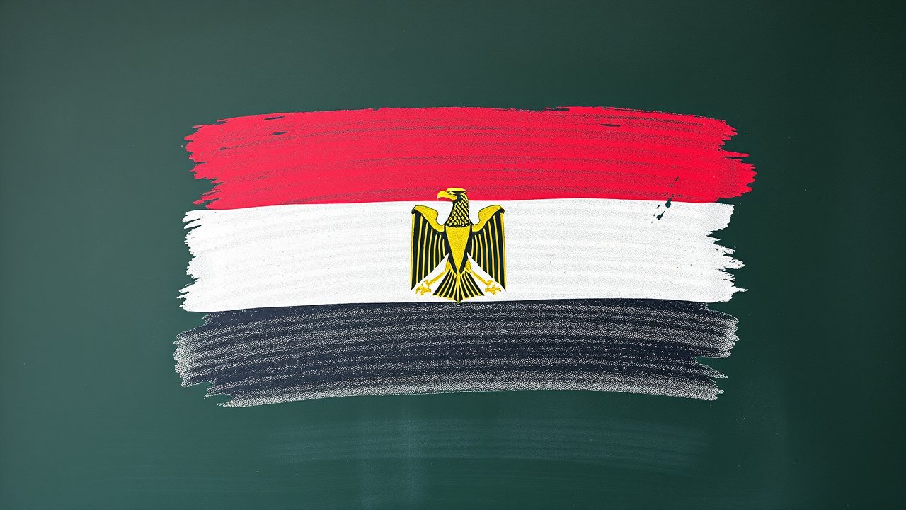 Flag of Egypt 🇪🇬 in chalk on blackboard style