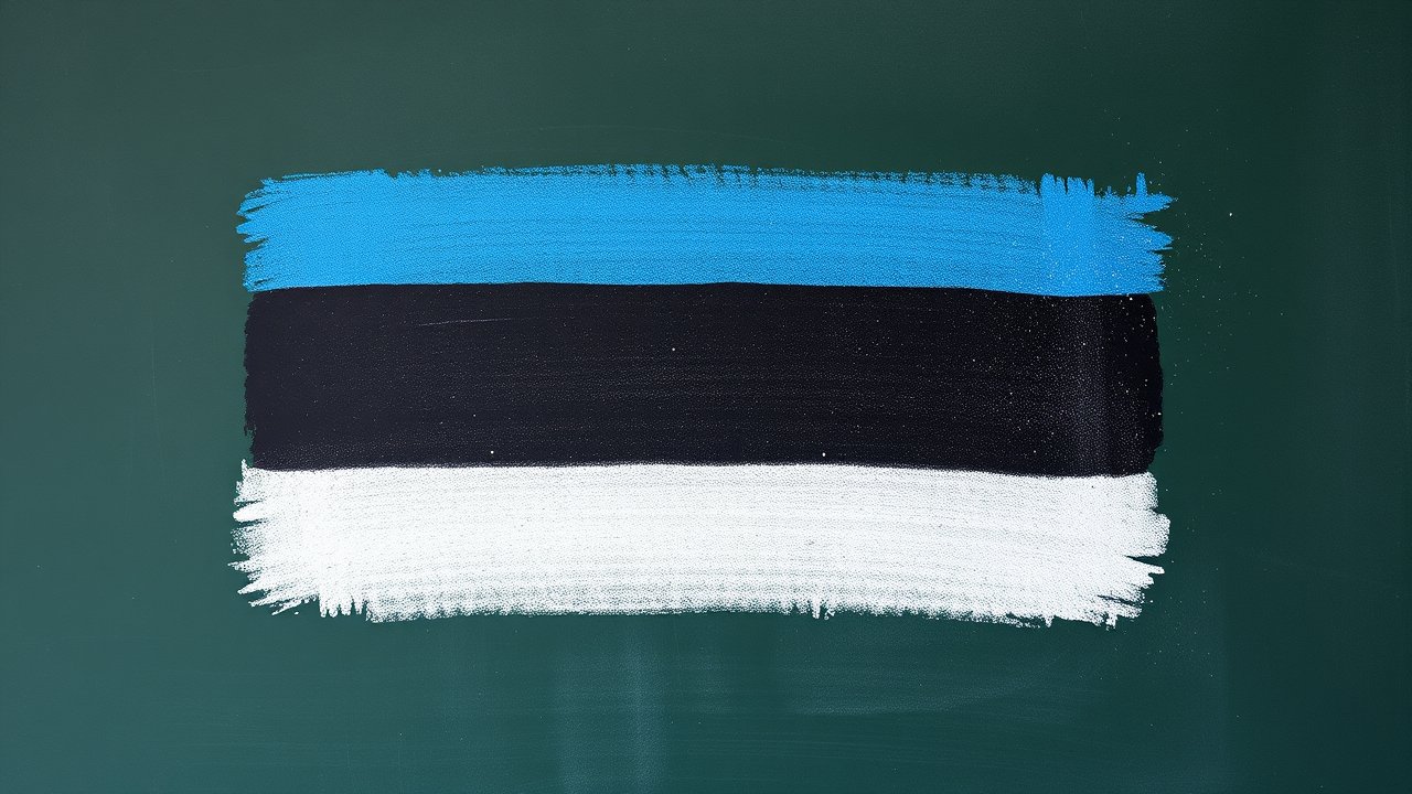 Flag of Estonia 🇪🇪 in chalk on blackboard style