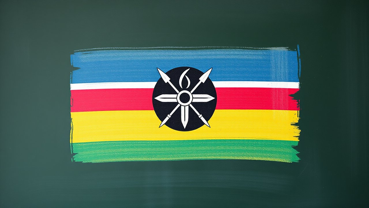 Flag of Eswatini 🇸🇿 in chalk on blackboard style