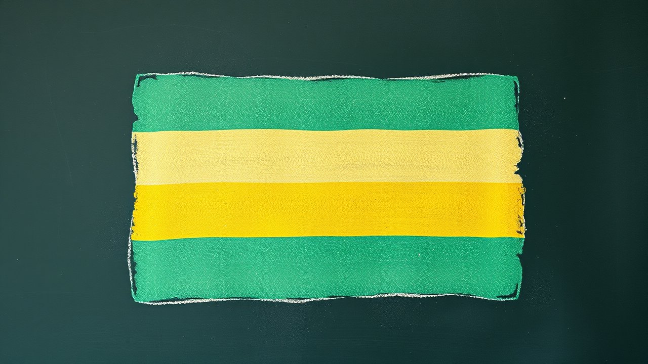 Flag of Gabon 🇬🇦 in chalk on blackboard style