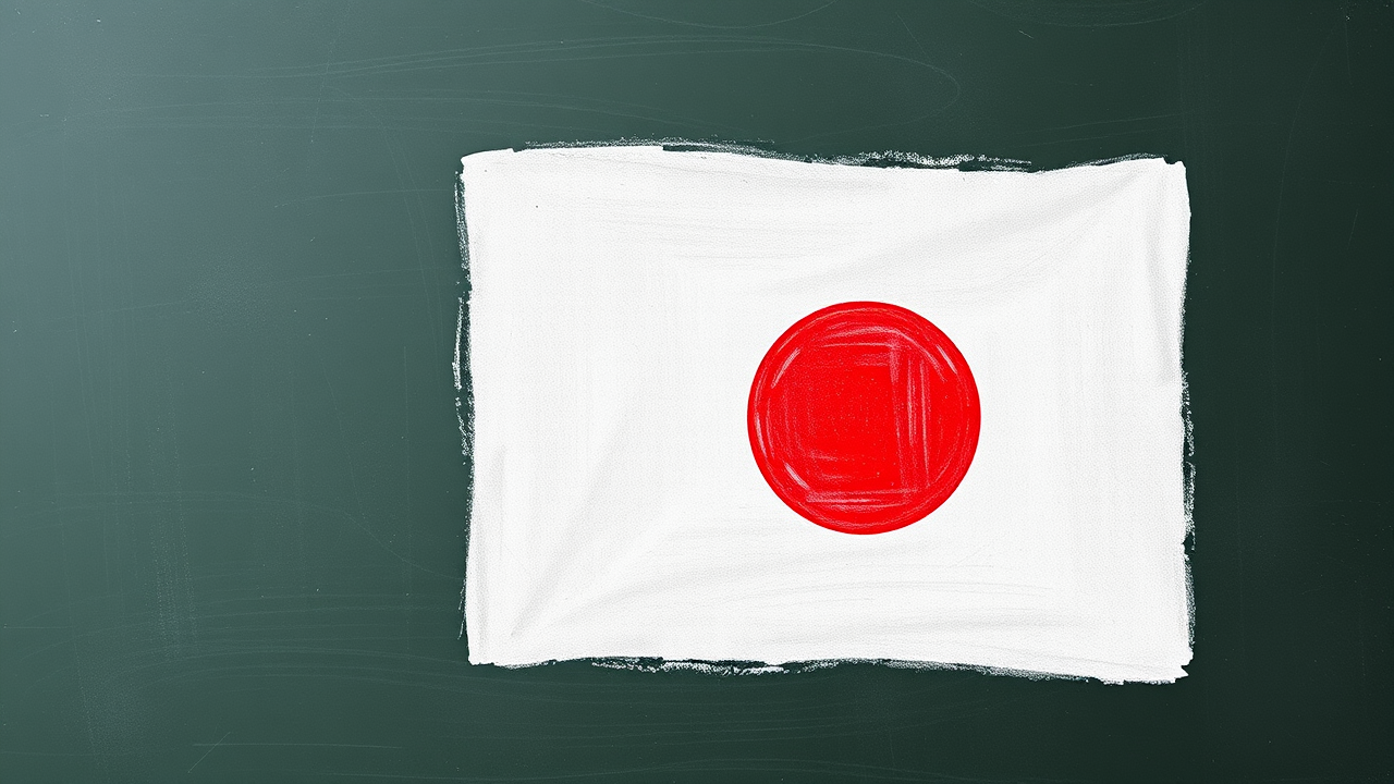 Flag of Japan in chalk on blackboard style