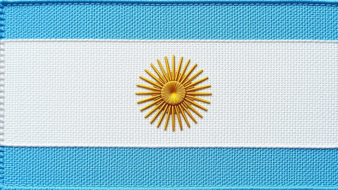 Flag of Argentina 🇦🇷 in embroidered textile style