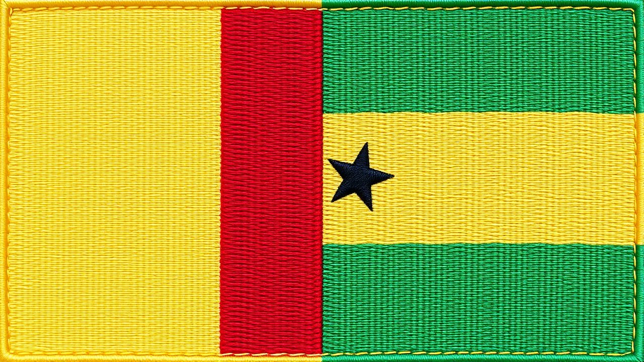 Flag of Guinea-Bissau 🇬🇼 in embroidered textile style