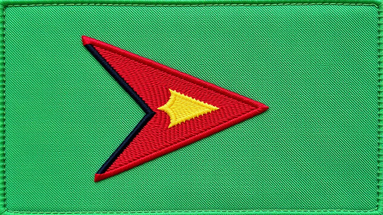 Flag of Guyana 🇬🇾 in embroidered textile style