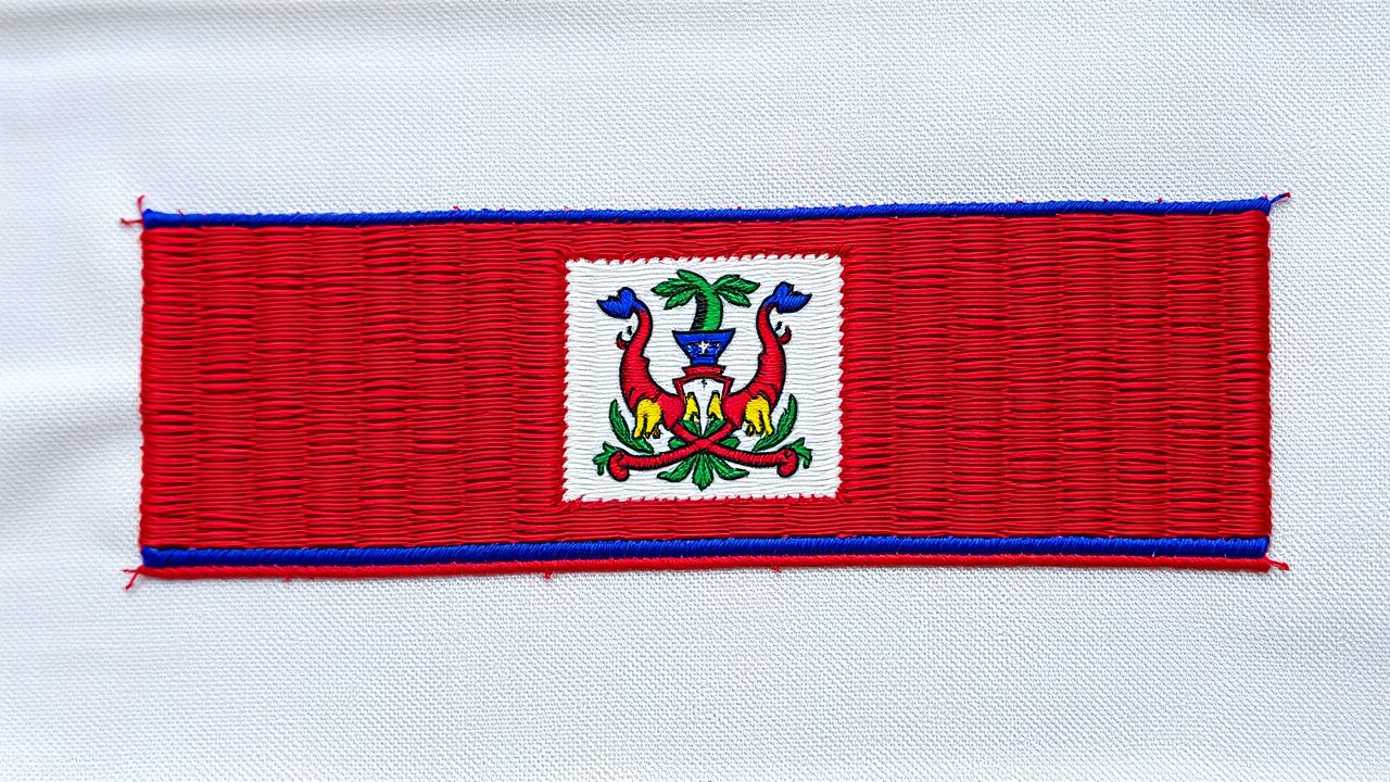Flag of Haiti 🇭🇹 in embroidered textile style