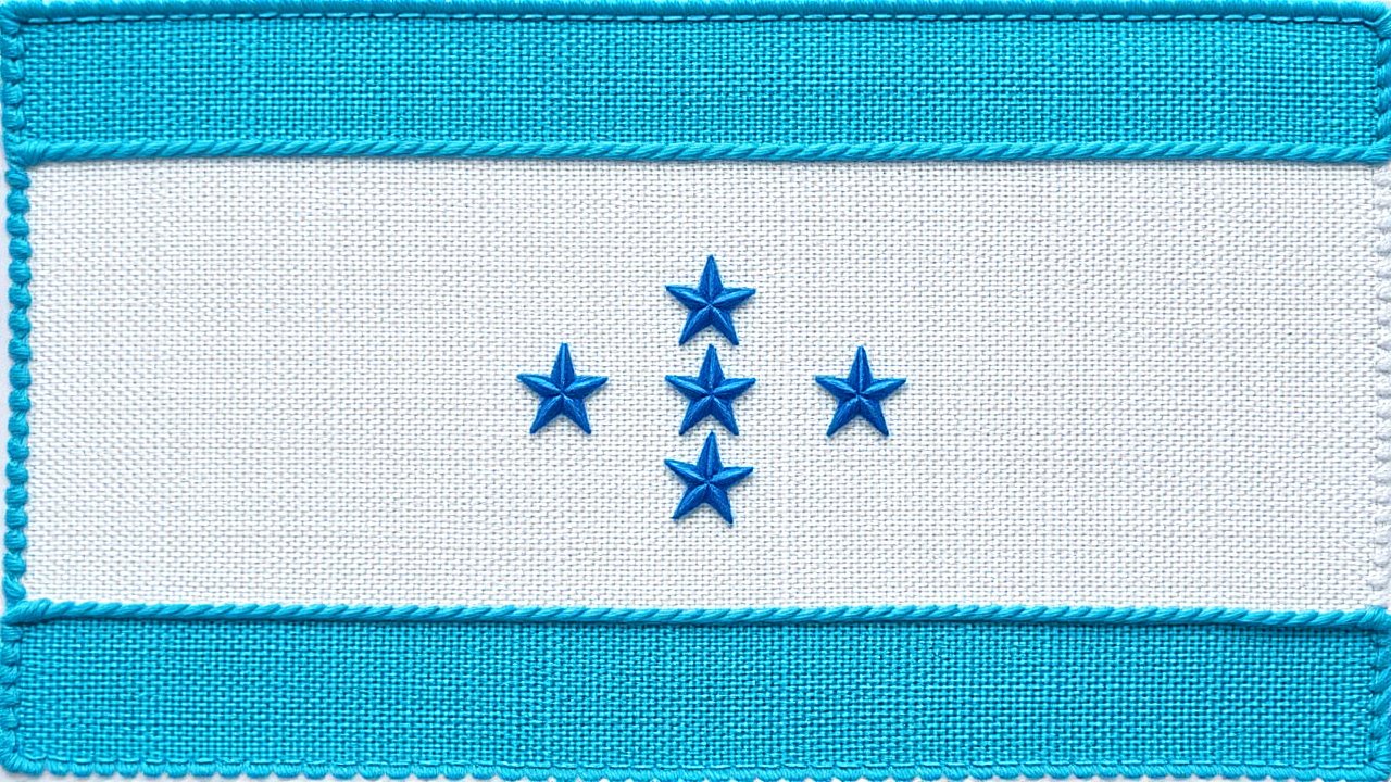 Flag of Honduras ðŸ‡ðŸ‡³ in embroidered textile style