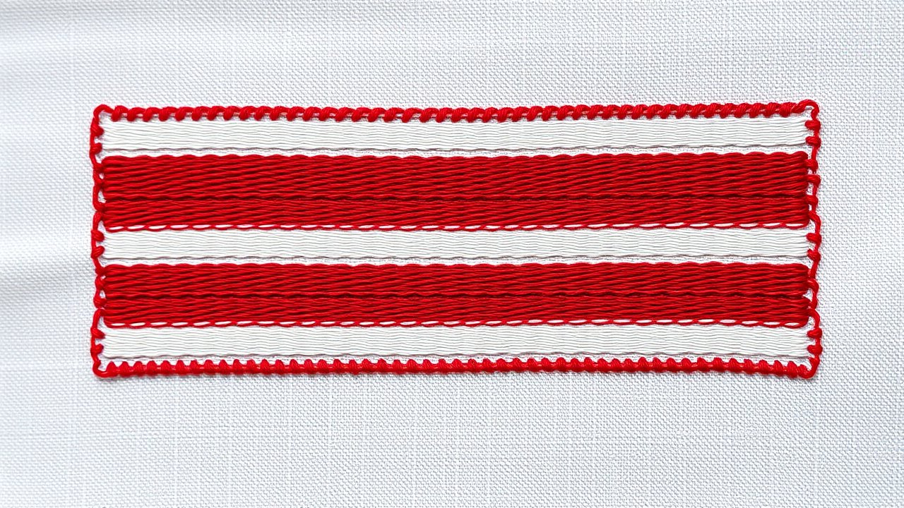 Flag of Hungary 🇭🇺 in embroidered textile style