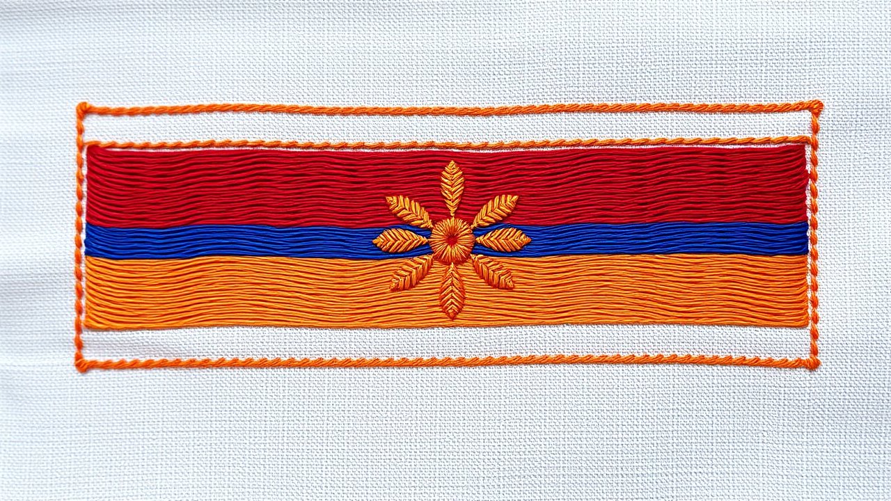 Flag of Armenia 🇦🇲 in embroidered textile style
