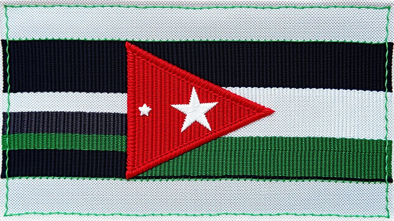 Flag of Jordan 🇯🇴 in embroidered textile style