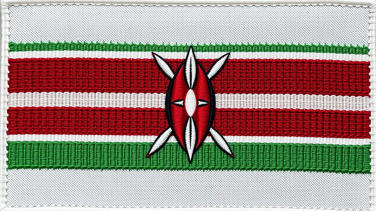 Flag of Kenya 🇰🇪 in embroidered textile style