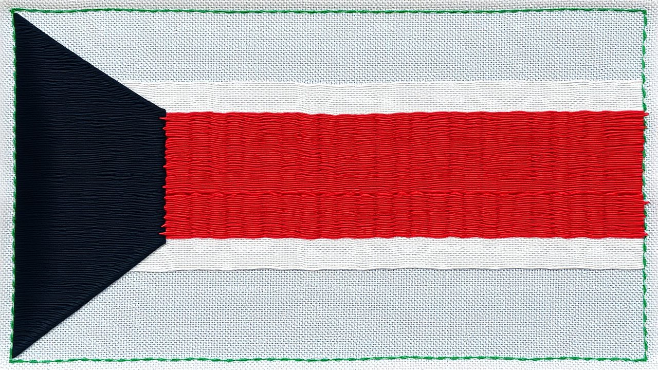 Flag of Kuwait 🇰🇼 in embroidered textile style