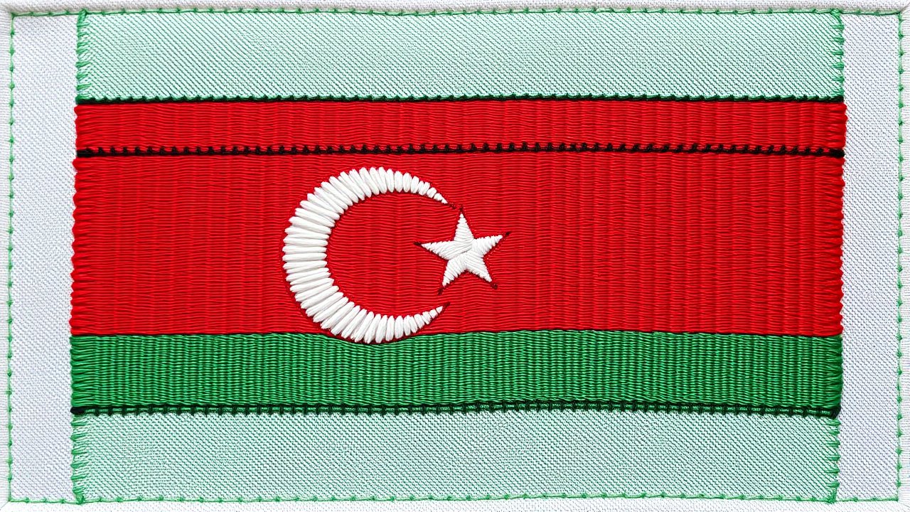 Flag of Libya 🇱🇾 in embroidered textile style