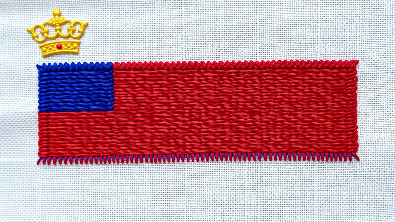 Flag of Liechtenstein 🇱🇮 in embroidered textile style