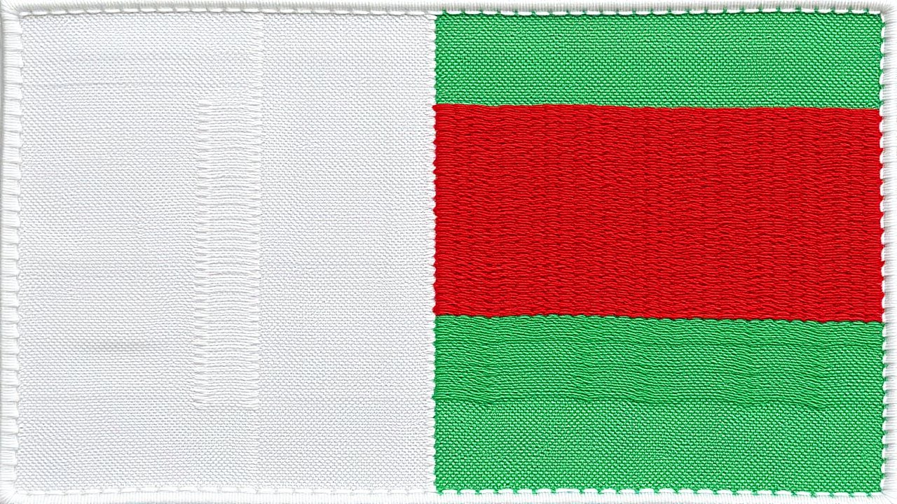 Flag of Madagascar 🇲🇬 in embroidered textile style