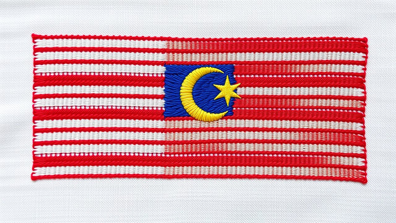 Flag of Malaysia 🇲🇾 in embroidered textile style