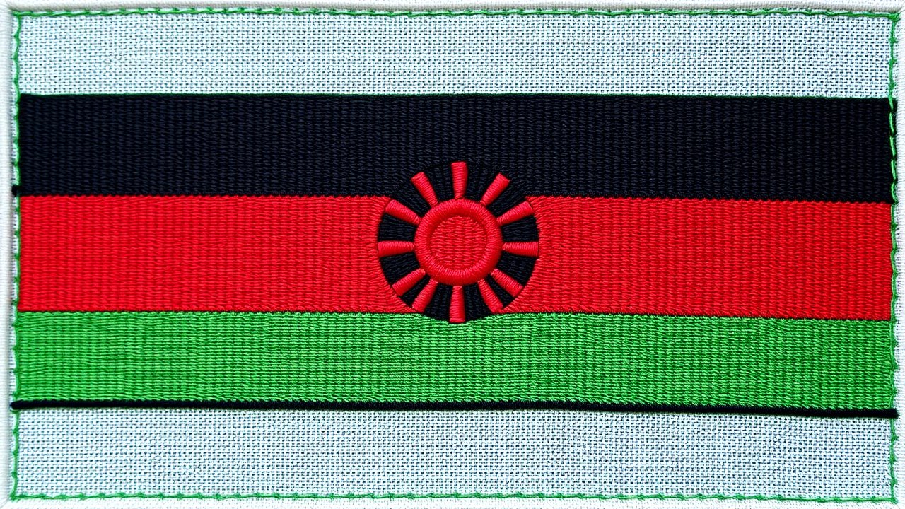 Flag of Malawi 🇲🇼 in embroidered textile style