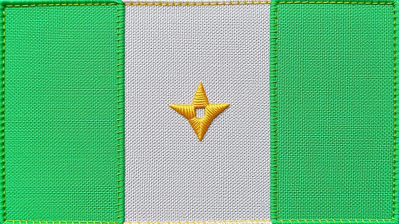 Flag of Mali 🇲🇱 in embroidered textile style