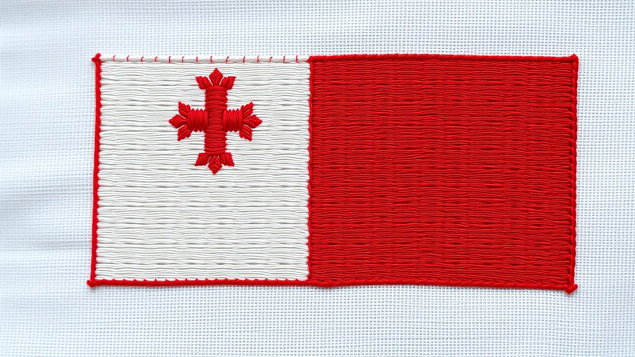 Flag of Malta 🇲🇹 in embroidered textile style