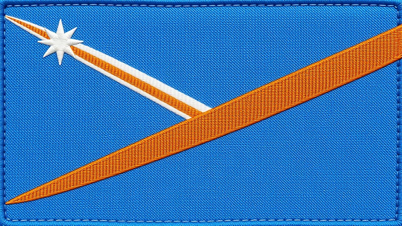 Flag of Marshall Islands 🇲🇠in embroidered textile style