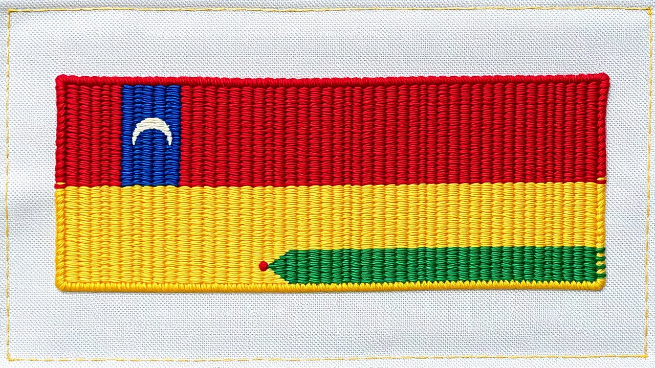 Flag of Mauritius 🇲🇺 in embroidered textile style