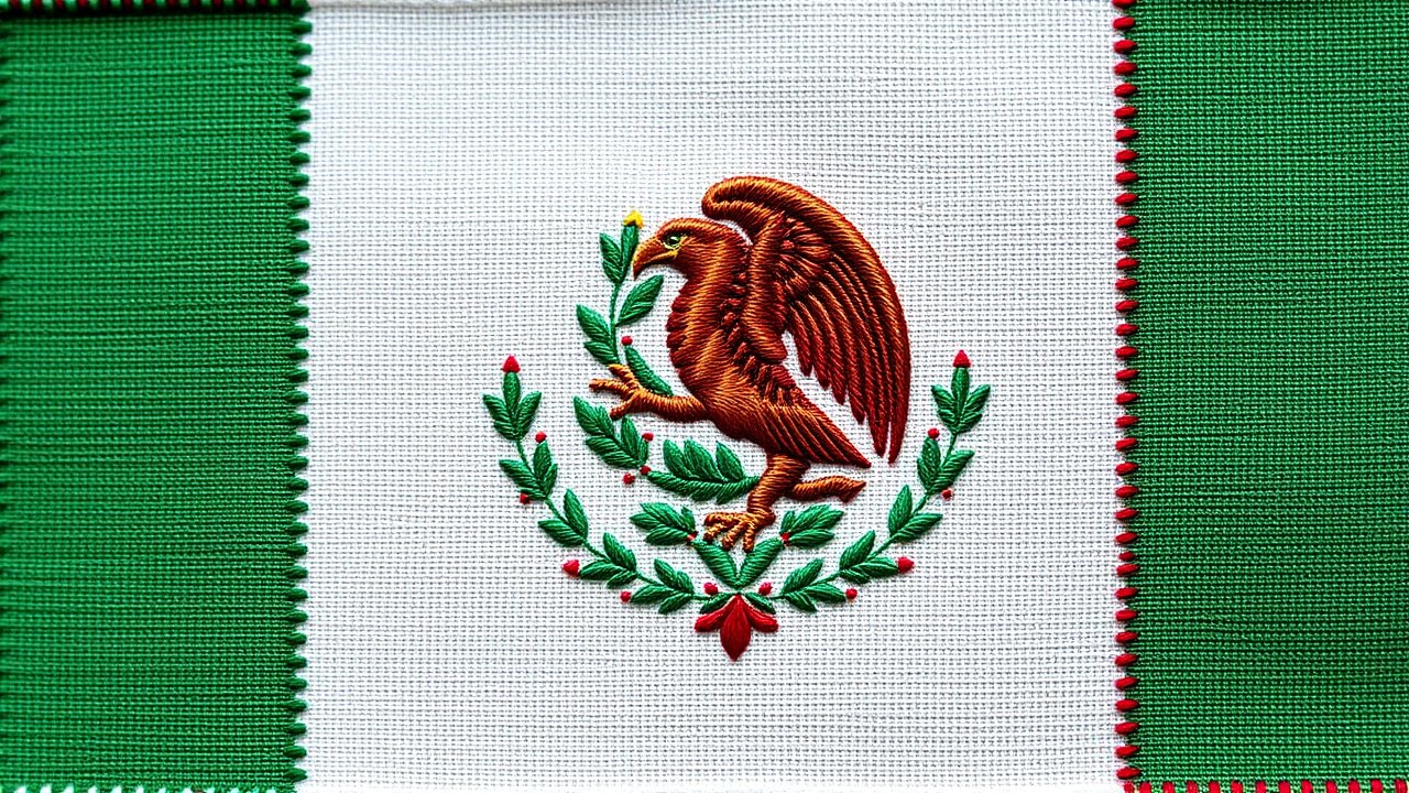 Flag of Mexico 🇲🇽 in embroidered textile style