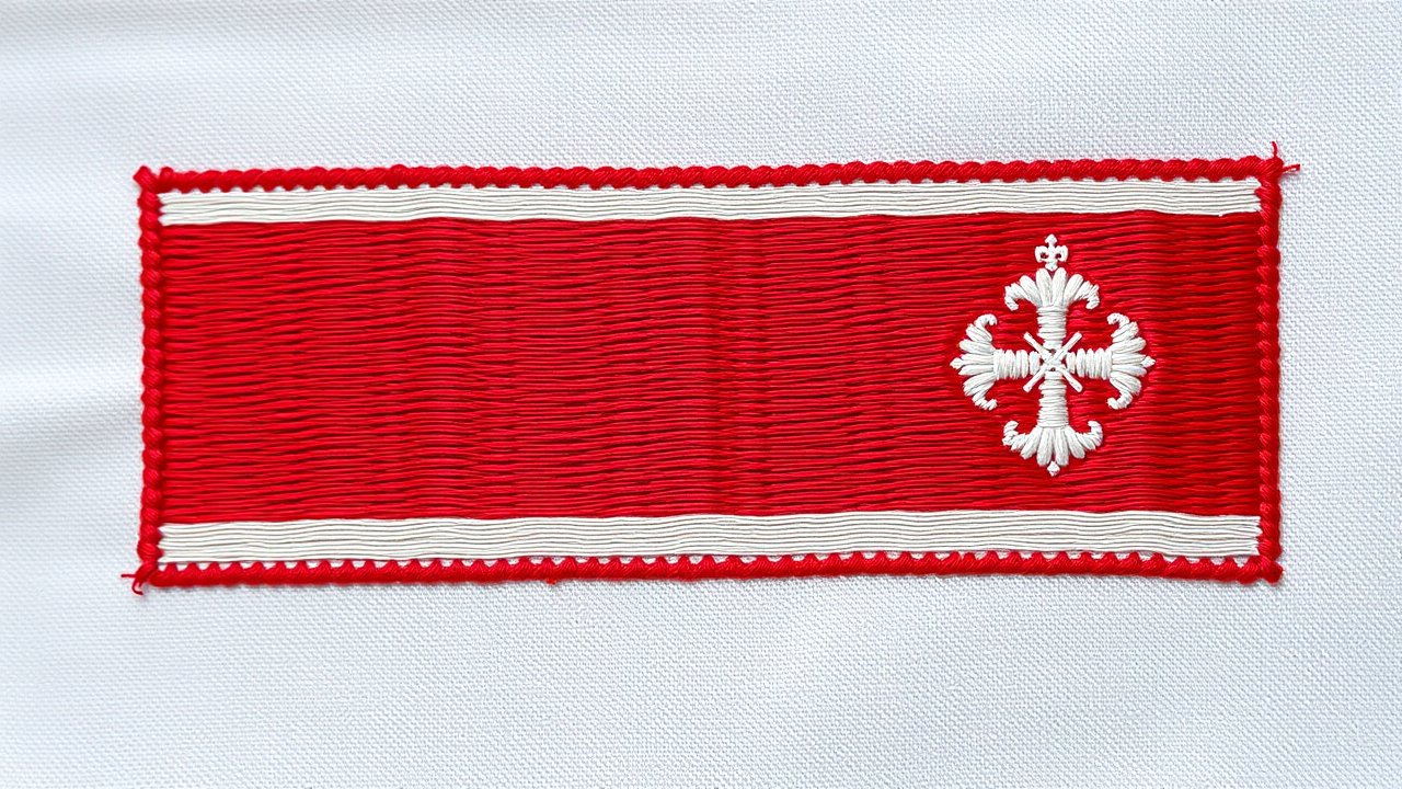 Flag of Monaco 🇲🇨 in embroidered textile style