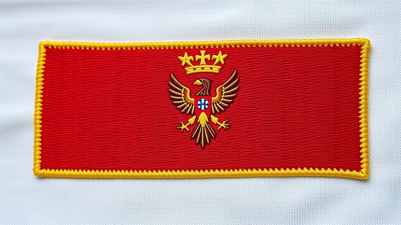 Flag of Montenegro 🇲🇪 in embroidered textile style