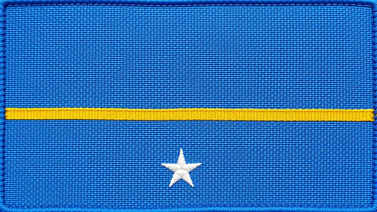 Flag of Nauru 🇳🇷 in embroidered textile style