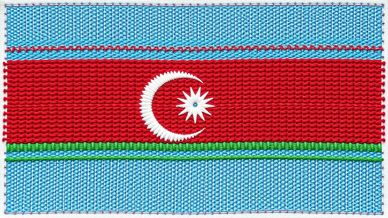 Flag of Azerbaijan 🇦🇿 in embroidered textile style