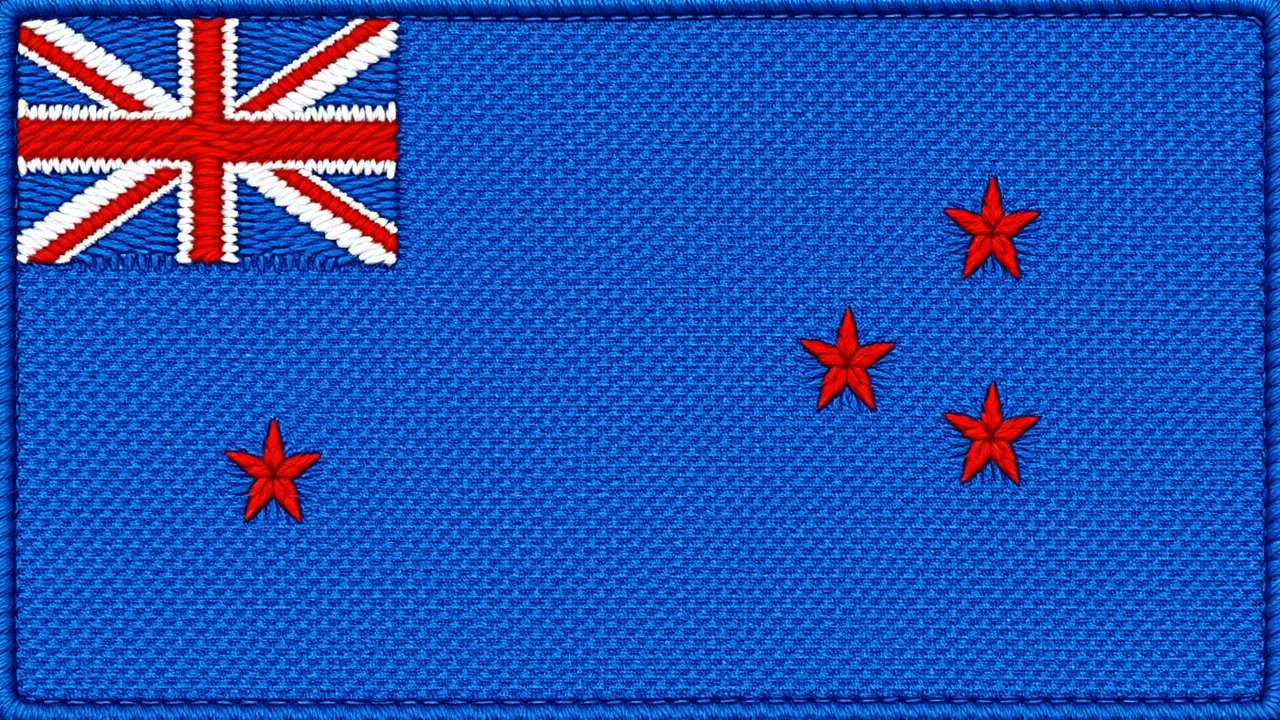 Flag of New Zealand 🇳🇿 in embroidered textile style