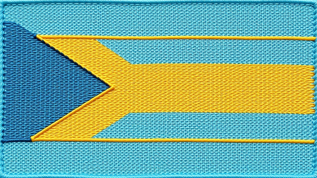 Flag of Bahamas 🇧🇸 in embroidered textile style