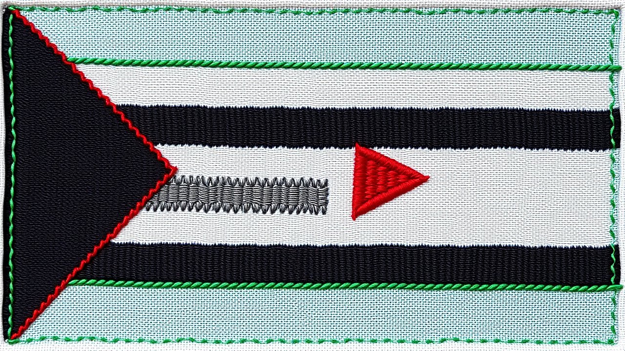 Flag of Palestine State 🇵🇸 in embroidered textile style