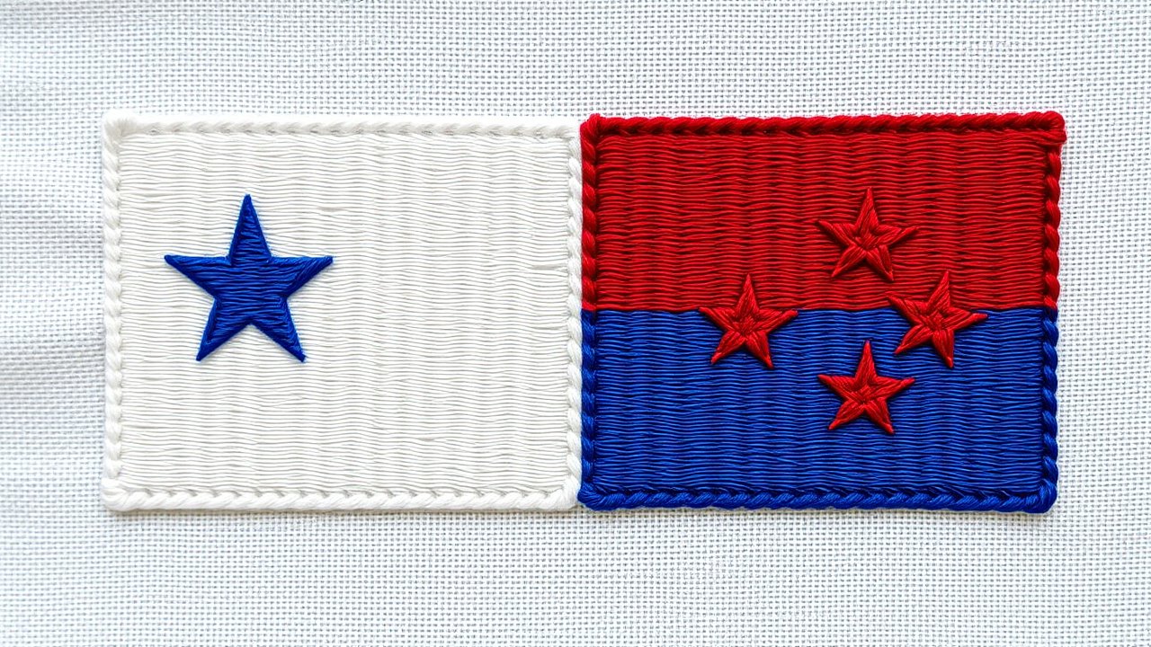 Flag of Panama 🇵🇦 in embroidered textile style