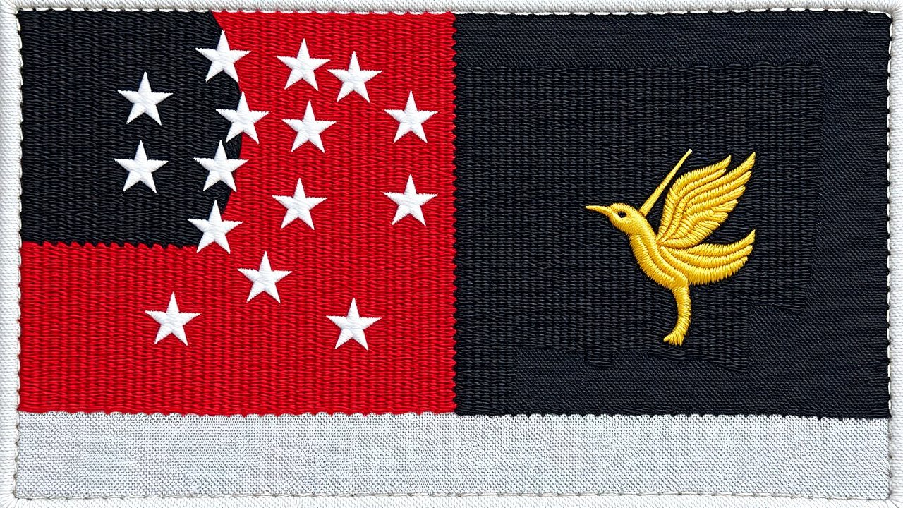 Flag of Papua New Guinea 🇵🇬 in embroidered textile style
