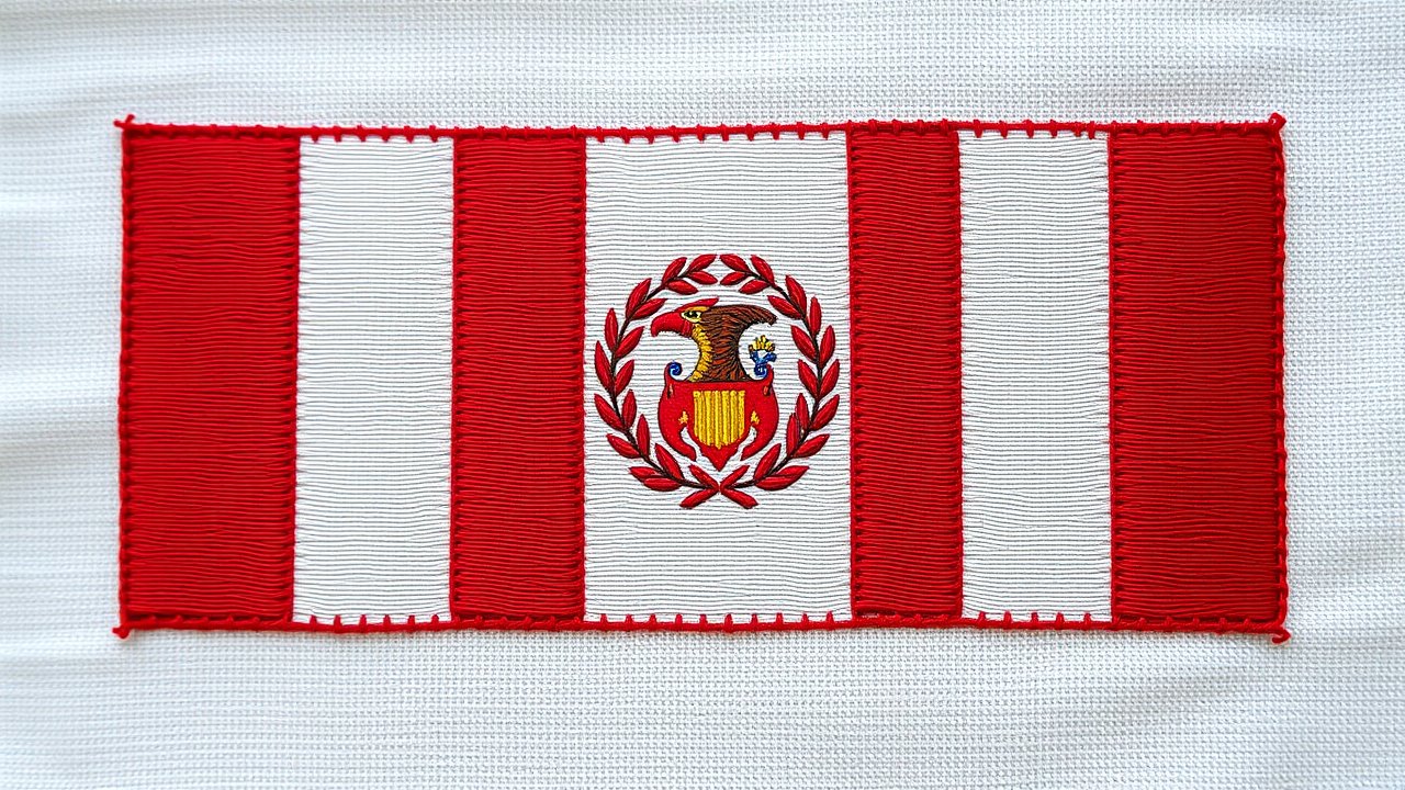 Flag of Peru 🇵🇪 in embroidered textile style