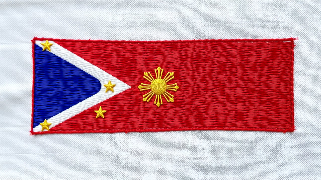 Flag of Philippines 🇵🇭 in embroidered textile style