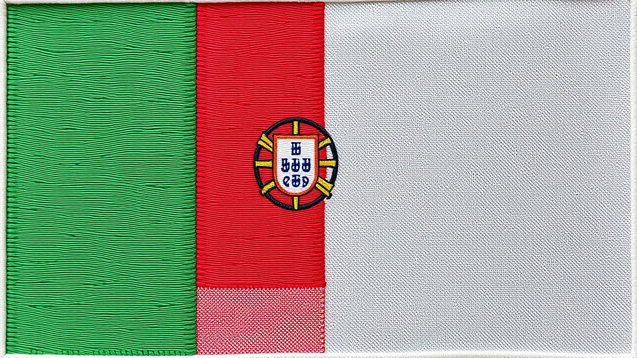 Flag of Portugal 🇵🇹 in embroidered textile style