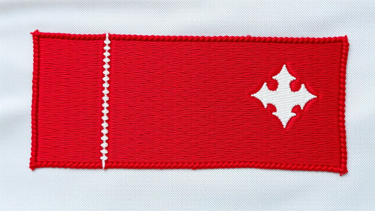 Flag of Bahrain 🇧🇭 in embroidered textile style