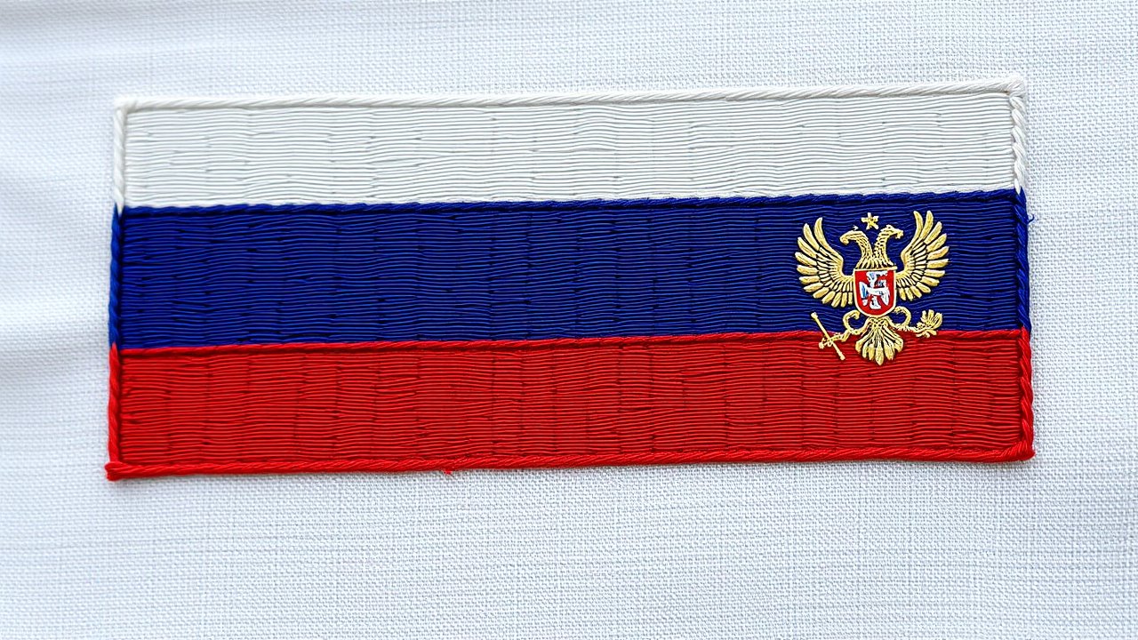 Flag of Russia 🇷🇺 in embroidered textile style