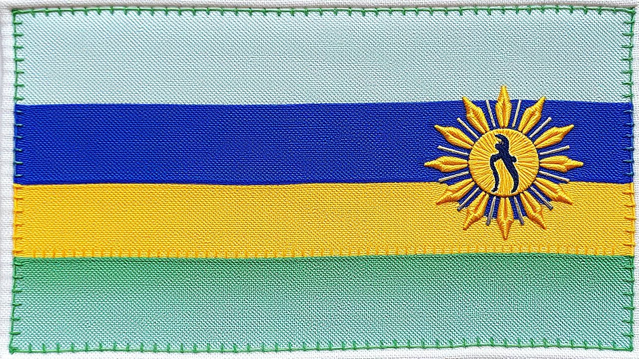 Flag of Rwanda 🇷🇼 in embroidered textile style