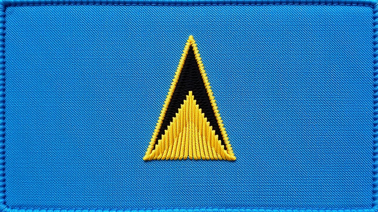 Flag of Saint Lucia 🇱🇨 in embroidered textile style