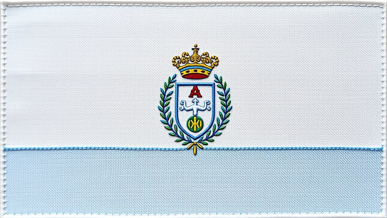Flag of San Marino 🇸🇲 in embroidered textile style