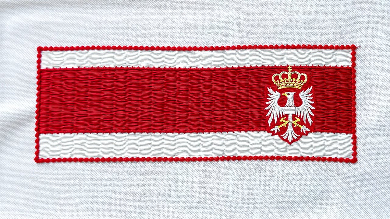 Flag of Serbia 🇸🇳 in embroidered textile style