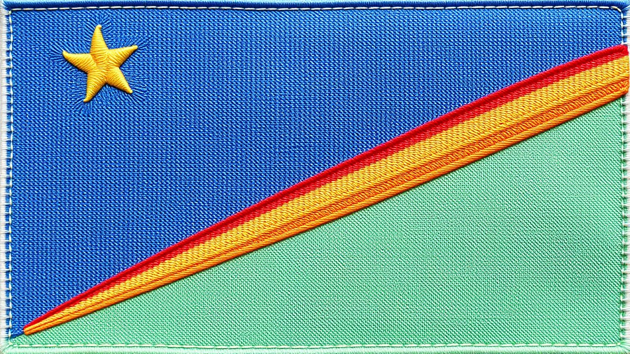Flag of Seychelles 🇸🇨 in embroidered textile style